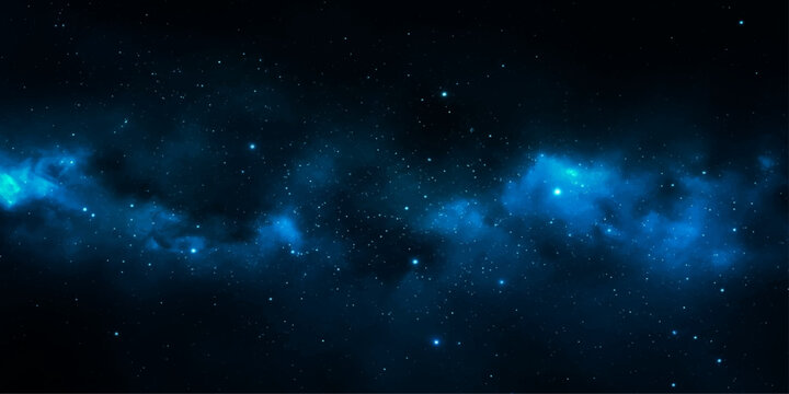 An abstract outer space background loop depicting a bright nebula and distant planets glowing across a dark, starry cosmos universe