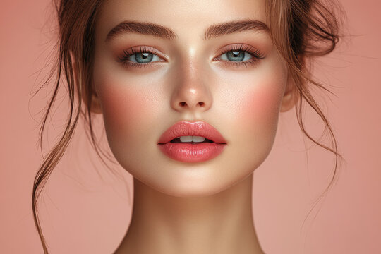 Realistic Anatomical Rendering of a Woman&rsquo;s Face from the Front