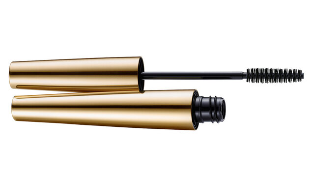 Gold Mascara Tube with Black Wand and Brush