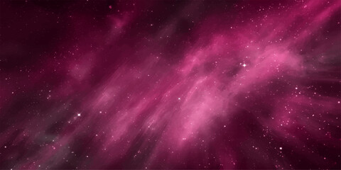 Abstract space background with stars, galaxies and nebula in a dark pink universe night sky illustration © RD Visuals