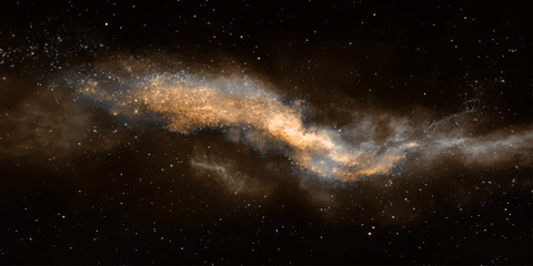 Starry space background with nebula and galaxies in deep blue dark universe night sky illustration © RD Visuals