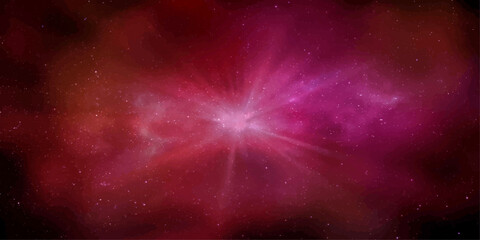 An abstract starry night sky background featuring a deep pink cosmic nebula and a bright outer space universe illustration © RD Visuals