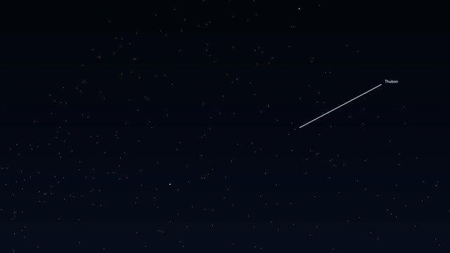 Draco Thuban Rastaban Eltanin Altais Dragon constellation educational labeled animation accurate night sky star field map glowing golden lines connecting bright stars deep space astronomy cosmos