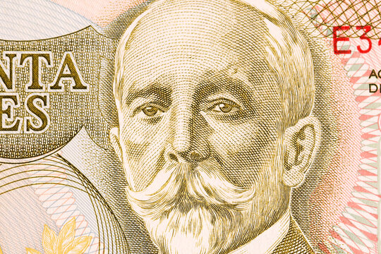 Gaspar Ortuno y Ors a closeup portrait from Costa Rican money