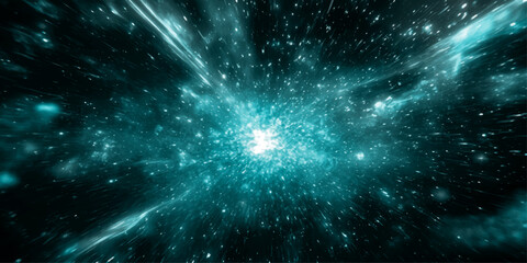 Abstract space galaxy background with stars, nebula and cosmic universe glowing blue light in a dark starry sky © RD Visuals