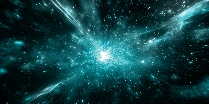 Abstract space galaxy background with stars, nebula and cosmic universe glowing blue light in a dark starry sky