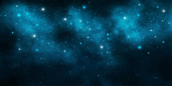 Abstract Blue Starry Space Background with Galaxy Stars and Cosmic Nebula Glow
