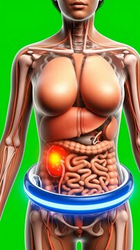 Anatomical Visualization Of A Human Torso Highlighting Internal Organs On A Green Background For Medical And Health Education