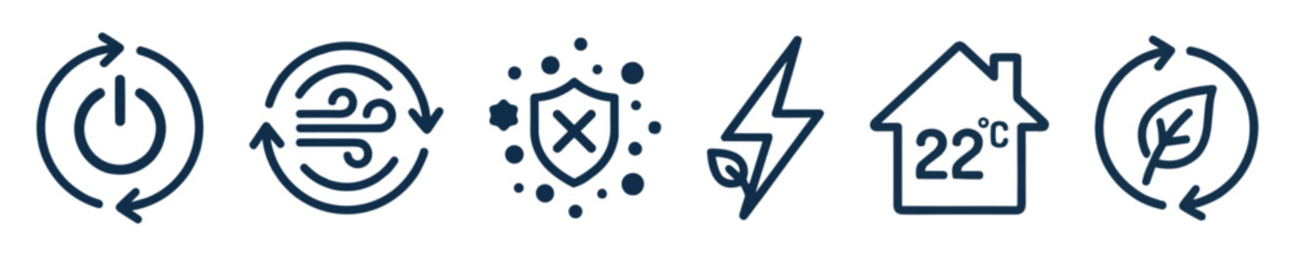 eco climate control icons, renewable energy air protection and smart home temperature vector symbols on transparent background