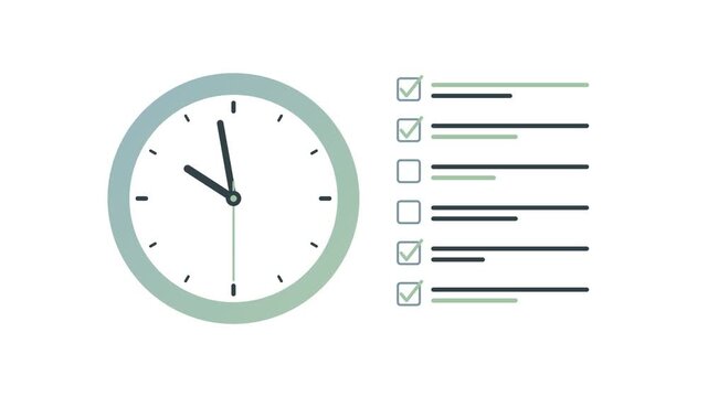 Analog Clock with Task Checklist Illustrating Time Management Concept