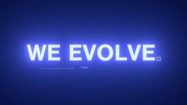 Glowing blue neon kinetic typography We Connect We Innovate We Evolve &mdash; animated text alpha channel tech startup SaaS brand manifesto 16:9