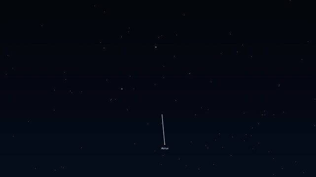 Southern Cross Crux Acrux Mimosa Gacrux Imai constellation educational labeled animation accurate night sky star field map glowing golden lines connecting bright stars deep space astronomy cosmos