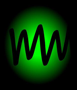 Green neon sound wave logo vector on dark background