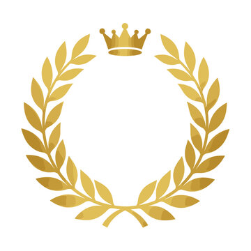 Golden Laurel Wreath with Crown Symbolizing Victory and Achievement