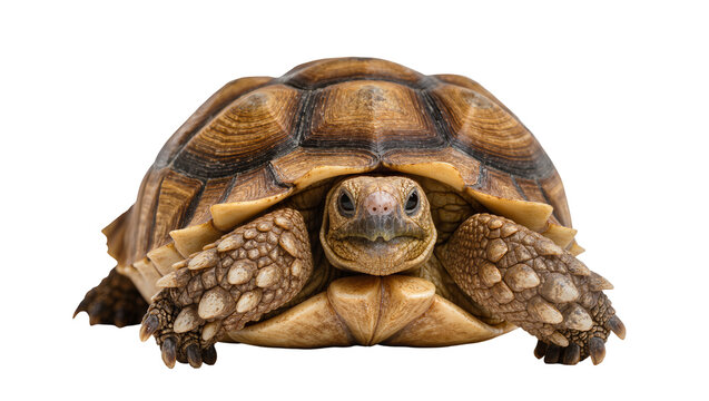 African Spurred Tortoise with detailed shell and scaly legs