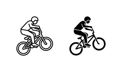 Obraz premium BMX rider icons, extreme mountain bike stunts, cyclist vector set
