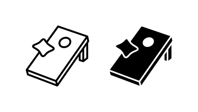 Cornhole Game Boards, Bean Bag Toss Icons, Outdoor Recreation Vector Set