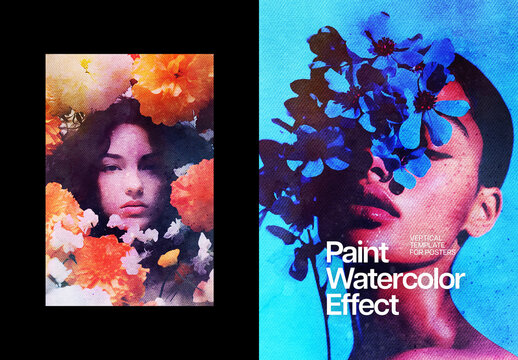Watercolor Paint Photo Effect &ndash; Drawing for Poster & Social Media (PSD)