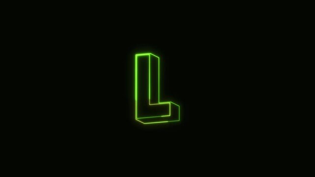 Alphabet L Neon Text Seamless Loop 4K Black Background Animated Promotional Typography for Video Editing