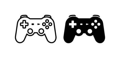 Gamepad controller icons, gaming joystick vector set, black console pad © Bappi