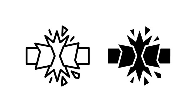 Broken link vector icons, snapped chain connection, damaged data cable