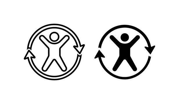 Accessibility Icon Set, Universal Design Symbols, Human Figure in Circular Arrows, Inclusive Access Graphics, Vector Illustration