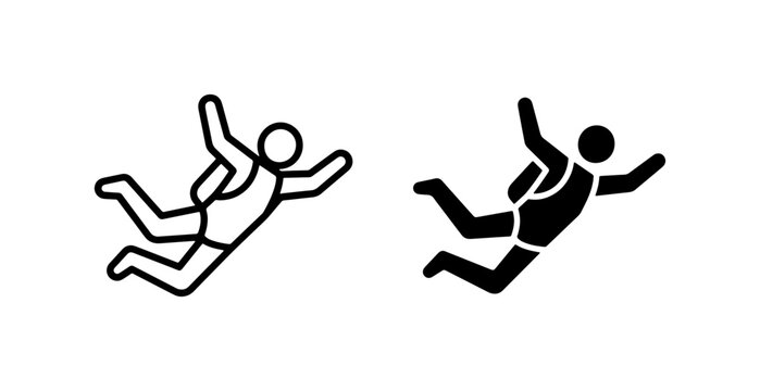 Skydiving Icons, Freefall Vector Graphics, Extreme Sports Silhouette, Adventure Symbols, Adrenaline Activity, Tandem Jump, Parachuting Illustration