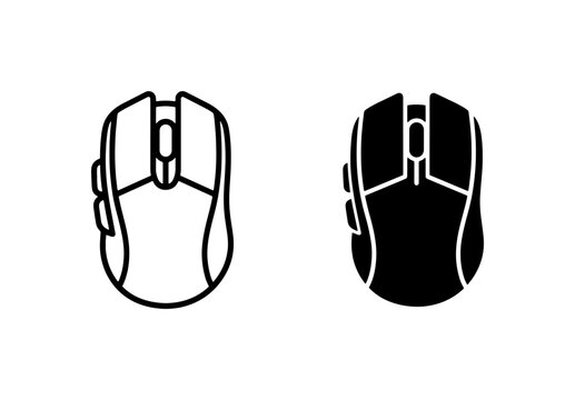 Computer Mouse Icons, Digital Input Device Vector Graphics, Ergonomic Peripheral Symbols, Technology and Gaming Accessories