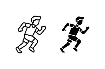 Fototapeta premium Running Man Icon Set, Athletic Figure Silhouette, Sports Activity Vector Graphics, Fitness Competition Outline, Sprinting Athlete Symbol