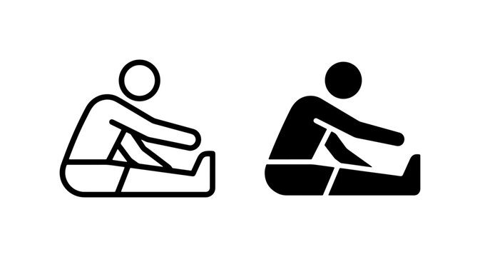 Seated Hamstring Stretch Icons, Fitness Silhouette, Yoga Pose Vector, Healthy Lifestyle Symbols, Exercise Illustration