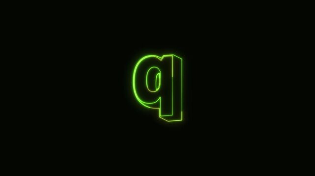 Alphabet q Neon Text Seamless Loop 4K Black Background Animated Promotional Typography for Video Editing
