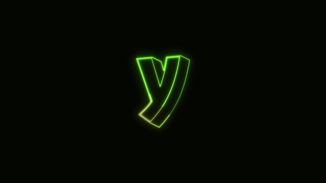 Alphabet y Neon Text Seamless Loop 4K Black Background Animated Promotional Typography for Video Editing