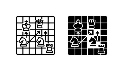 Chess Strategy Icons, Strategic Game Play Vector Set, Tactical Board Game Moves, Strategy Planning Graphics © Rubel