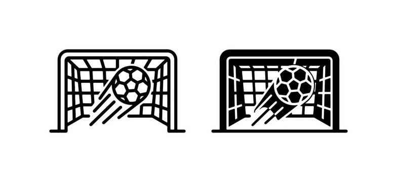 Soccer Goal Icons, Football Net and Ball Motion Graphics, Sport Score and Victory Symbols