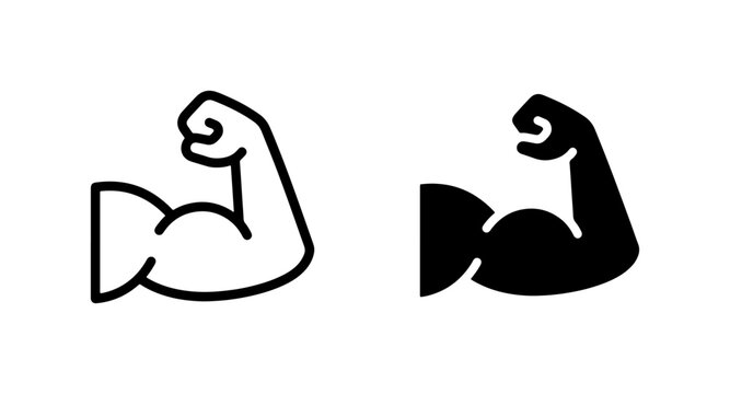 Bicep Flex Icons, Strength Symbol Vector Art, Muscular Arm Silhouette, Fitness Graphic