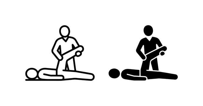 Physical Therapy Icons, Physiotherapy Treatment, Rehabilitation Exercises, Medical Care Vector Set