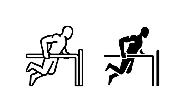 Dips Exercise Vector Icons, Fitness Workout Silhouette, Bodybuilding Training Graphic, Gym Activity Symbol, Strength Building Illustration, Calisthenics Sport Icon Set