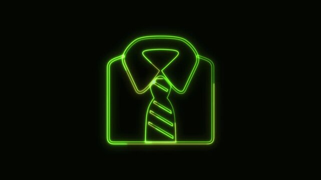 Necktie Icon Neon Seamless Loop 4K Black Background Animated Promotional Typography for Video Editing