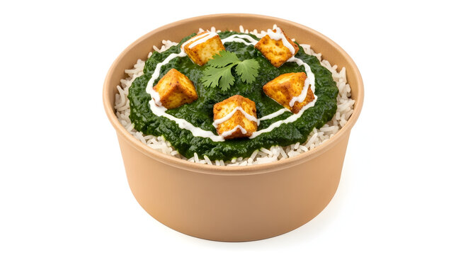 Authentic Indian Palak Paneer Rice Bowl Healthy Takeaway Meal