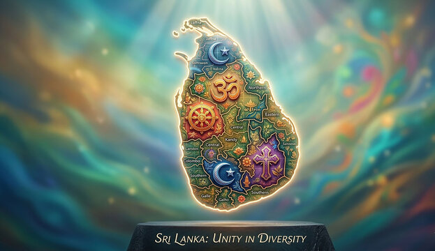 Cinematic Colorful Sri Lanka Map Template Modern Geographic Illustration
