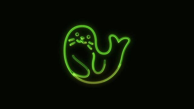 Seal Icon Neon Seamless Loop 4K Black Background Animated Promotional Typography for Video Editing