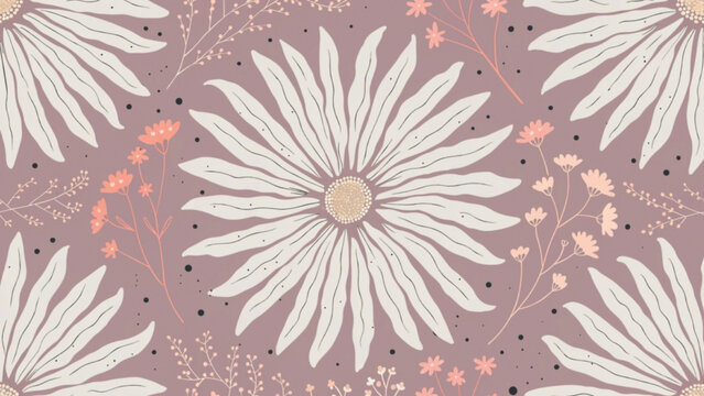 seamless daisy flower pattern white daisies with soft coral centers vector background
