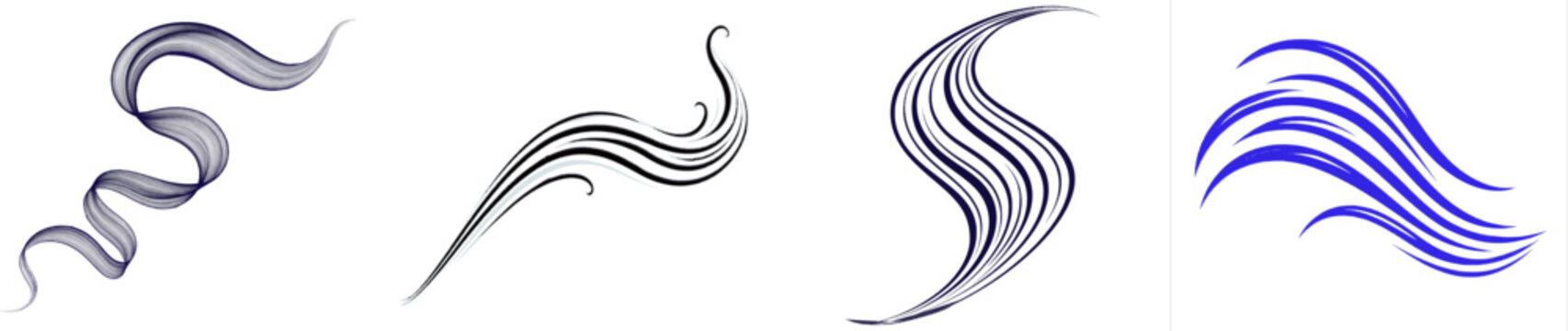 A mesmerizing midnight violet calligraphy swoosh, gracefully transitioning from thick to thin edges, stands out starkly against a pristine white background
