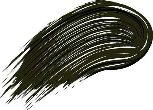 A deep olive drab rough sponge dab is rendered in thick viscous ridges against a pure white background for high-quality vector tracing with clean boundaries
