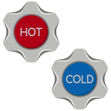 Hot and cold faucet knobs.