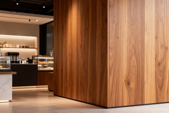 Modern interior with wooden paneling