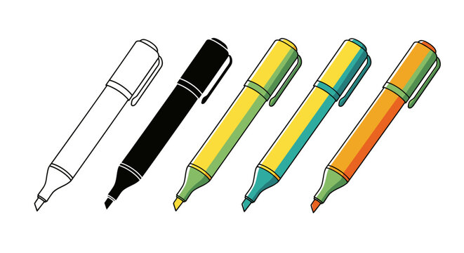 Colorful assortment of ballpoint and felt-tip pens arranged together for creative writing and drawing.