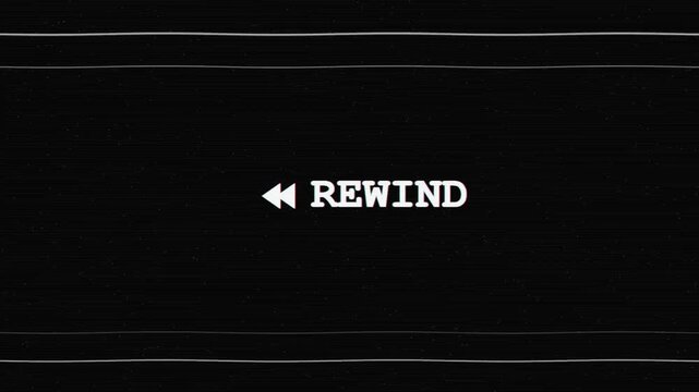 Retro VHS Glitch Rewind Overlay with Static Noise and Flickering Lines 4k video