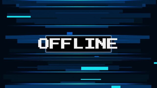 Offline Screen with Futuristic Blue Glitch Effects for Streamers and Gaming Broadcasts 4k video