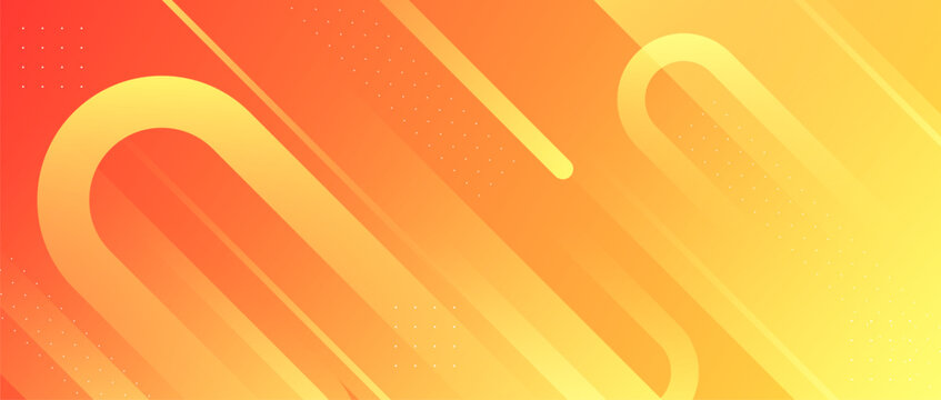Dynamic abstract background featuring a vibrant orange and yellow gradient with modern flowing geometric shapes, ideal for technology presentations and creative digital designs